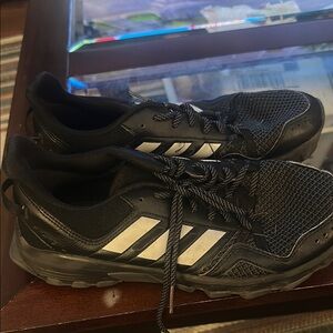 Adidas Black Athletic Shoes with Breathable Mesh Upper